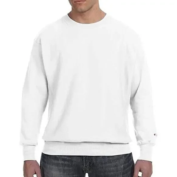Champion Reverse Weave White Crewneck Sweatshirt Mens Medium Never Been Worn - Picture 10 of 11
